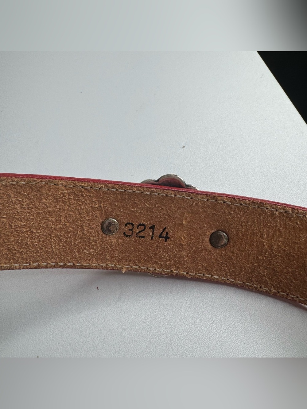 Vintage Justin Western Red Leather Silver Concho Belt Size 32 No Buckle Rodeo - Picture 8 of 10